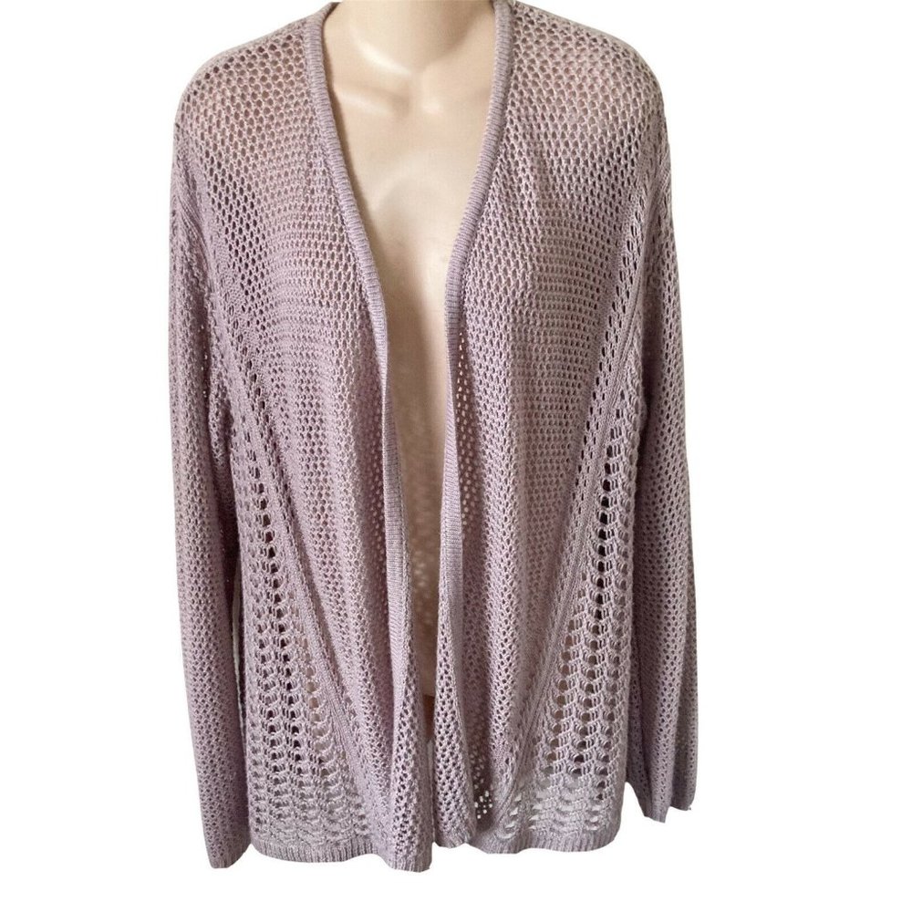 Lane Bryant 14/16 Mauve Open Knit Open Front Sweater Women’s Long Sleeve